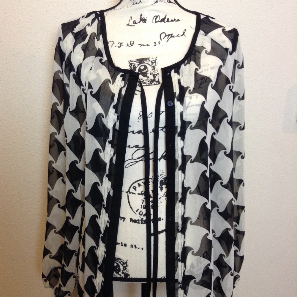 Classic Black and White Blouse